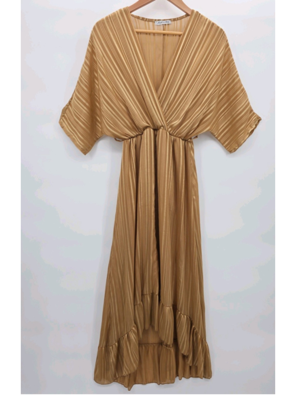 Made in Italy Striped Maxi Dress Boho Ruffle Tiered Romantic High Low S - Picture 2 of 15